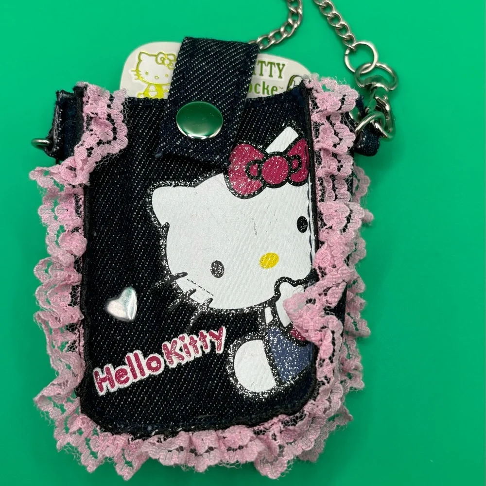 Vtg Hello Kitty phone pouches with pearl and chain handles Y2K Retro Coquette